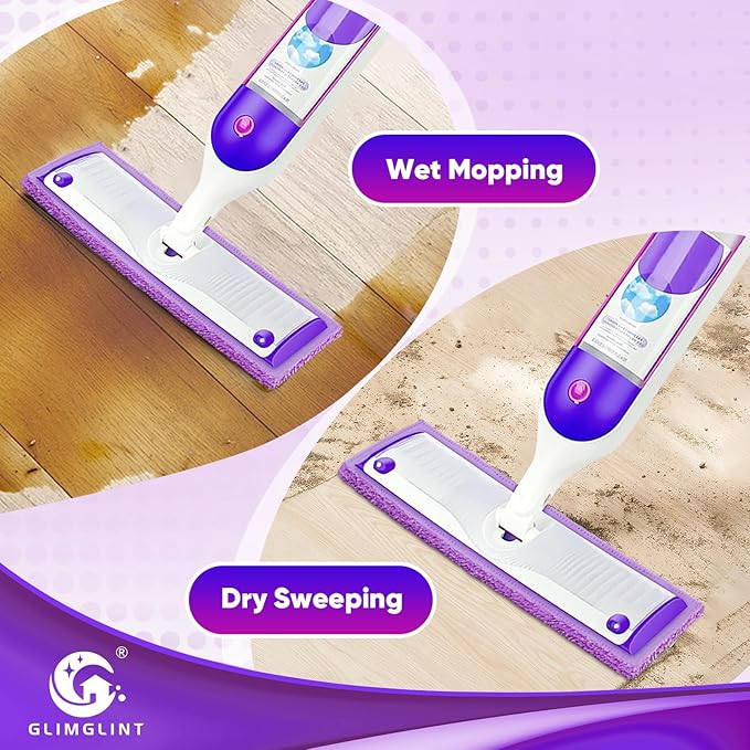 GLIMGLINT 16 Pack Reusable Microfiber Mop Pads Compatible with Swiffer PowerMop, 13 ''-15 '' Spray Mop- Washable Pads for Multi-Surface Floor Cleaning