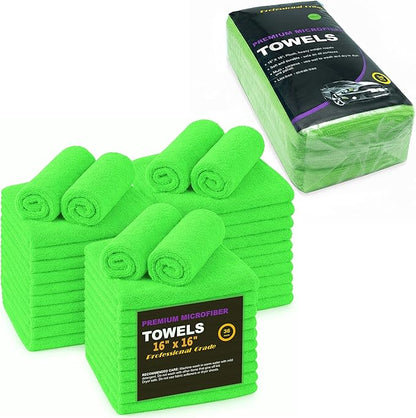 Blue Horizon Large Microfiber Cleaning Towels, 36-Pack Wash Cloths, Ultra Soft Plush Microfiber Cleaning Cloth, Products (Green, 16" X 16")
