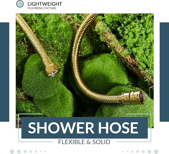 APLusee Titanium Gold Shower Hose, 59-Inch Extra Long Handheld Shower Head Hose Replacement