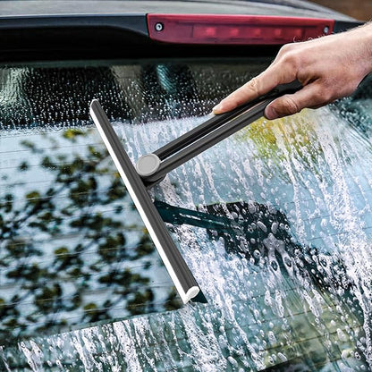 NEWE Shower Squeegee 2 Packs for Glass Doors, All-Purpose 360° Rotating Black Silicone Scraper Cleaner Tool for Tile, Walls, Mirror, Car Window, Countertop, Bathroom, 11 Inches