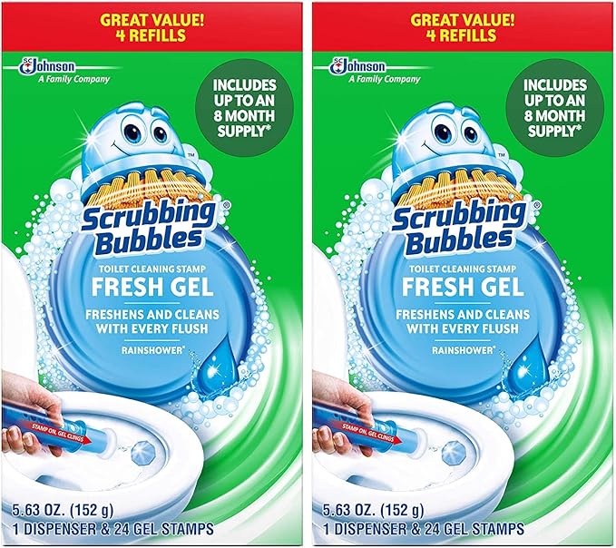 Mega Value Scrubbing Bubbles Toilet Cleaning Gel Fresh, 2 Dispensers, 8 Refills, 48 Gel Stamps, 10.72oz