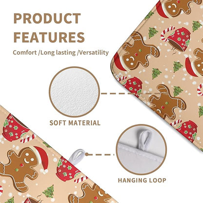 Cute Gingerbread Man Xmas Dish Drying Mat, Absorbent Dish Pad, 18x24 inch