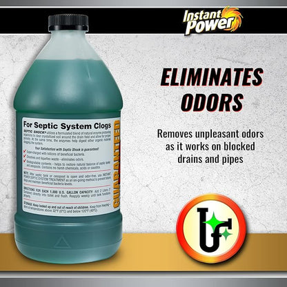 Instant Power Septic Shock – Septic Tank Treatment, Drain Cleaner Liquid Clog Remover for Septic System, 67.6 Oz (Pack of 6)