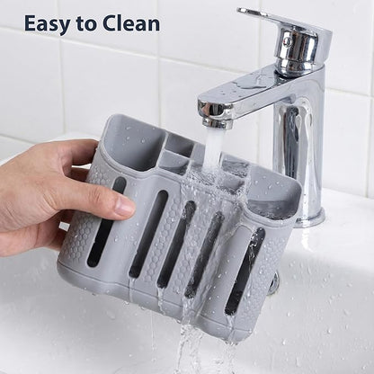Toothbrush Holders for Bathrooms, Electric Toothbrush, Shaver and Toothpaste Holder, 6 Small Slots &2 Large Slots, Bathroom Organizer and Storage, Bathroom Accessories (Gray)