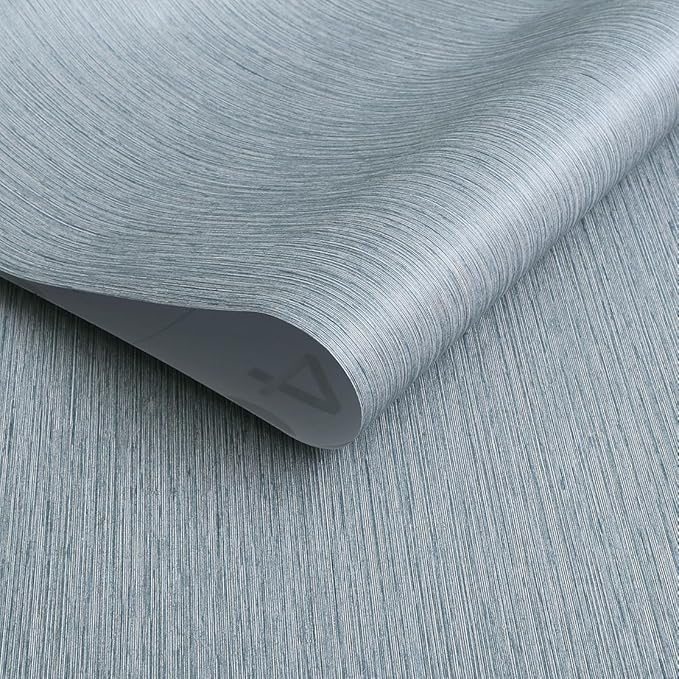 Timeet Peel and Stick Wallpaper Grasscloth Textured Contact Paper 15.74"" x393.7 Faux Linen Self-Adhesive Removable Wallpaper for Walls Furniture, Blue