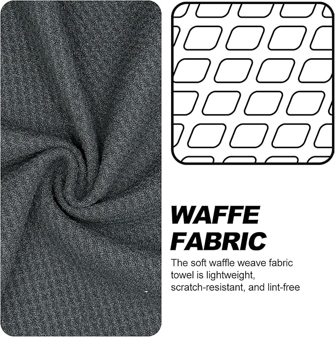 Small Magnetic Golf Towel with Clip, Microfiber Waffle Design - Industrial Strength Magnet for Glof Balls, Golf Bags, Carts Clubs - Gray