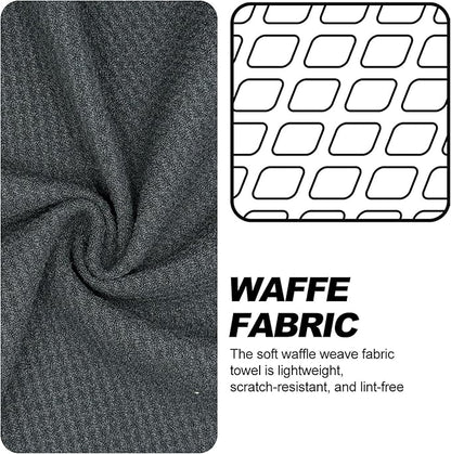 Magnetic Golf Towel with Clip, Microfiber Waffle Design - Industrial Strength Magnet for Strong Hold to Golf Bags, Carts & Clubs - Gray