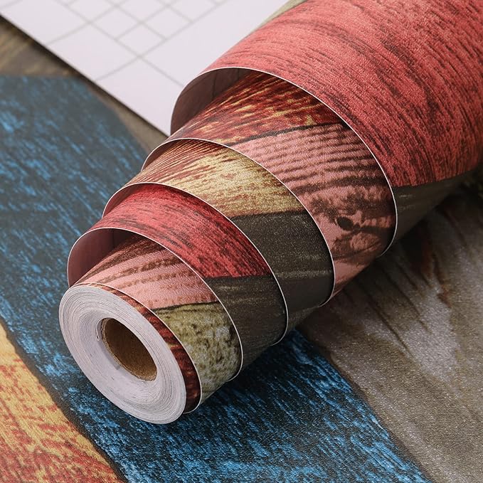 Peel and Stick Wallpaper Wood Panel Wall Paper - 17.5 x 300 Inch Self Adhesive Wallpaper Peel and Stick, Easy to Paste Wall Contact Paper for Stand Liner, Table and Door Makeover Decor