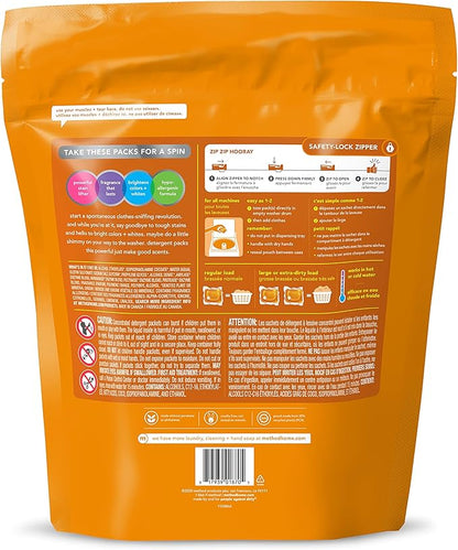 Method Laundry Detergent Packs; Ginger Mango Scent; Stain Remover Solution that Works in Hot & Cold Water; 42 Packs per Bag; 4 Pack (168 Loads); Packaging May Vary