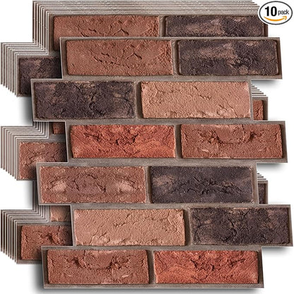 3D Wall Panels Peel and Stick,Faux Brick,Waterproof Self Adhesive Decorative Wall Panelsfor Interior Wall Decor,Living Room,TV Background,Study Room,Fireplace,Bedroom 10 Pcs 30x30cm