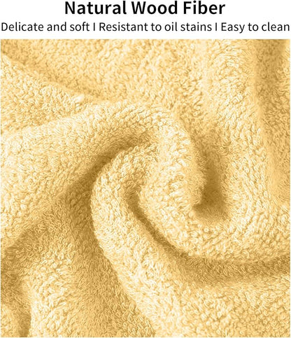 Bamboo Microfiber Cleaning Cloth,8 or 10Pcs Reusable Kitchen Wash Cloths,Wood Towels for Kitchen Window Glass Car (Yellow,10inch, 8pcs)