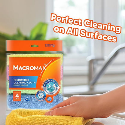Microfiber Cleaning Cloth – Pack of 4 – Ultra Absorbent Lint‑Free Reusable Towels for Kitchen, Glass, Counters, Furniture – Soft Non‑Scratch Microfiber
