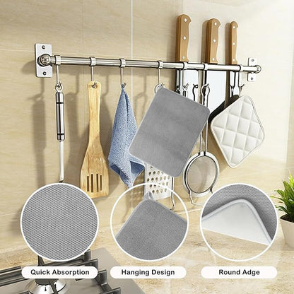 Dish Drying Mat for Kitchen Counter, Absorbent Dish Drainer Mat, Microfiber Dish Drainer Mat, Reusable Washable Dish Drying Pad with Hanging Loop, 18 Inch x 24 Inch, Grey, 2 Pack
