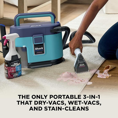 Shark EveryMess™ | Ultra-Powerful 3-in-1 Wet Vac, Dry Vac, & Stain Eliminator | StainForce Technology, Perfect for Homes, Pets, and Cars | 3 Accessories and Cleaning Solution | Blue | VX102BRN