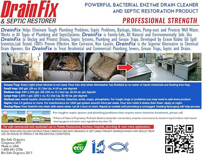 Eco-Friendly Enzyme Drain Cleaner Liquid | Fast-Acting, Safe Enzyme Formula for Septic Tank Treatment | Heavy Duty Clog Remover x Toilet, Sewer Lines, Kitchen Drains | Sewage Odor Neutralizer 5 Gallon