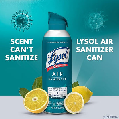 Lysol Air Sanitizer Spray with Bacterial Odor Eliminator for Home & Office, Sanitizing Air Spray, Air Freshener Alternative, Simple Fresh + Cotton Blossom + Lavender Sky, 10 oz (Pack of 3)