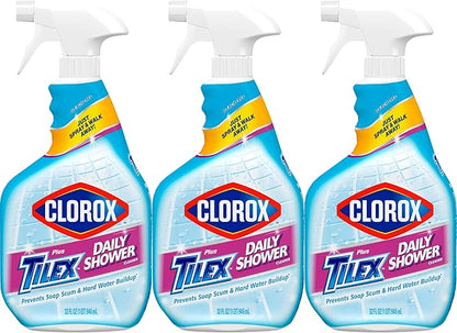 Clorox Plus Tilex Daily Shower Cleaner, 32 Fluid Ounce Spray Bottle, Pack of 3