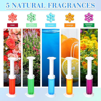 5 Pcs Flower Toilet Gels 70 Count 5 Kinds Stamp Bowl Gel Scent Toilet Stain Removal Cleaner Air Freshener Flower Stamps Pack for Bathtubs Bathroom (Classic Color)