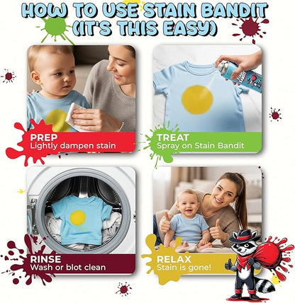 Stain Remover Spray | Non-Toxic Stain Remover Family Safe Formula | Bag-On-Valve 360° Continuous Spray Bottle | Cleaner for Clothes, Upholstery, Carpet & Car Seats 15 Oz, (Pack of 2)