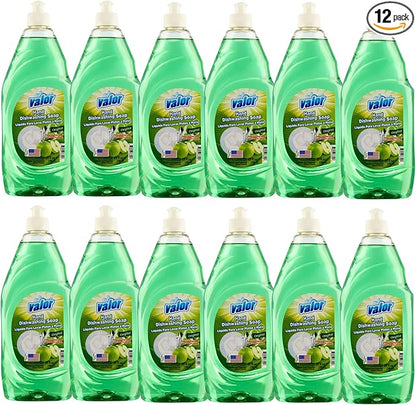 Valor Dishwashing Liquid, 25 fl oz – Dish Soap for Kitchen & Bathroom, Grease-Fighting, Gentle on Hands, Fast Rinse, Eco-Friendly Biodegradable Formula (25 fl oz (Pack of 12), Original)