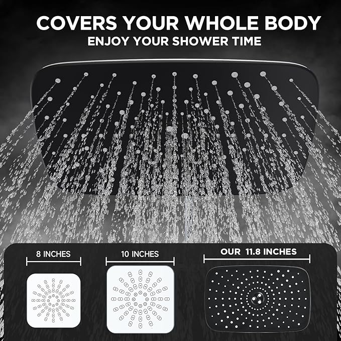Veken Wide High Pressure Rain Shower Head with Handheld, Handheld Shower Heads with Multi Spray Modes, Rainfall Combo with 15" Metal Extension Arm,Detachable Dual Shower,1.8GPM, Chrome Silver