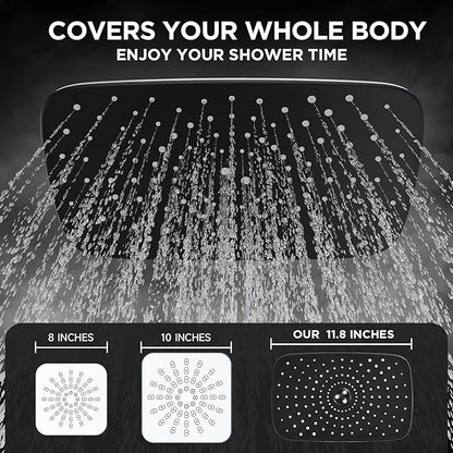 Veken Wide High Pressure Rain Shower Head with Handheld, Handheld Shower Heads with Multi Spray Modes, Rainfall Combo with 15" Metal Extension Arm,Detachable Dual Shower,1.8GPM, Chrome Silver