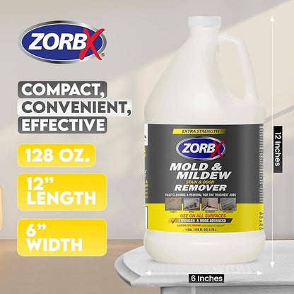 ZORBX Stain & Odor Remover & Cleaner Spray 128 FL Oz Refill – Scrub Free Formula - Bleach Free Stain & Smell Eliminator for Shower, Bathroom, Ceiling, Carpet, Cars, Walls & Wood