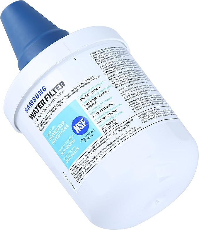 Samsung HAFCU1/XAA Genuine Refrigerator Water Filter, Reduces 99% of Harmful Contaminants for Clean, Clear Drinking Water, 6-Month Life, Easy Install, Pack of 1