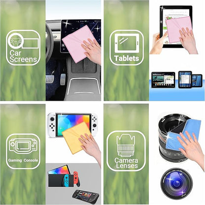 Eco-Fused Microfiber Cleaning Cloths Double-Sided - 5 Pack - 6.6 x 6.2 inch - Microfiber and Suede Cloth for Smartphones