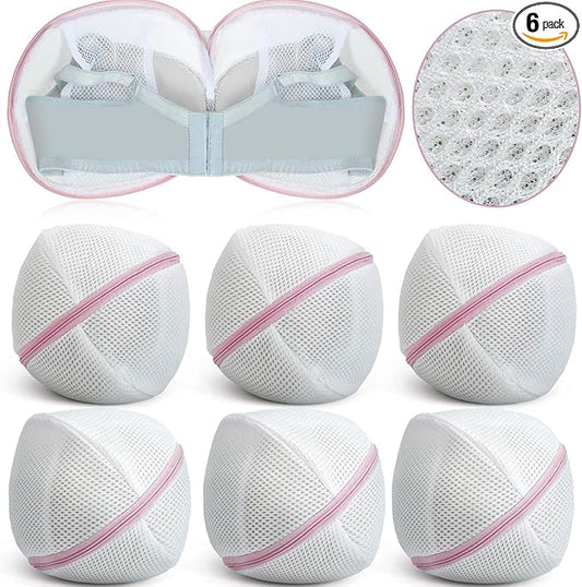 Shappy 6 Pieces Bra Washing Bag for Laundry Mesh Wash Lingerie Underwear Brassiere Washing Bags with Zipper for Women Laundry Storage (11.81 Inch,Pink)