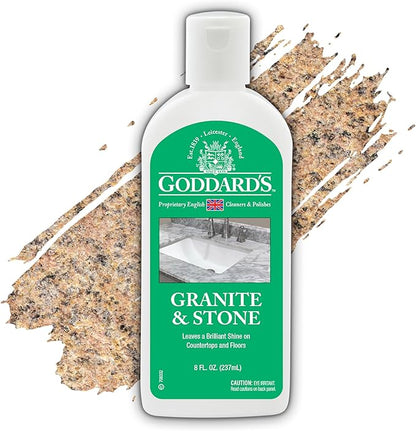 Goddard's Granite & Marble Polish - Clean and Shine Countertops, Tile, and Stone with Carnauba Wax - Water Stain Protection, 8oz