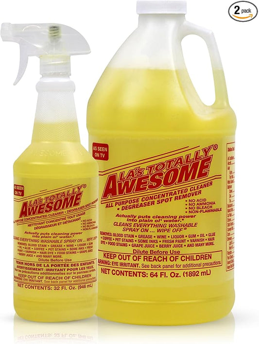 La's Totally Awesome All Purpose Cleaner Combo – 32oz Spray + 64z Refill – Heavy Duty Degreaser & Multipurpose Cleaner for Home, Kitchen, Bathroom, Floors & More