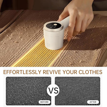 Fabric Shaver, Lint Remover Rechargeable 3-Speed Remove Fuzz, Pilling for Wool, Clothes, Sweater, Coat, Electric Lint Shaver with Stainless Steel Replacement Blades, Light Beige