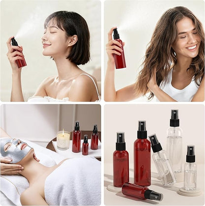 EVANCENT 50Pack 4oz Spray Bottles Plastic, 120ml Small Spray Bottle Bulk Black Fine Mist Sprayer, Portable Empty Refillable Containers Cosmetic Bottles for Plants, Cleaning, Misting & Skin Care-Red