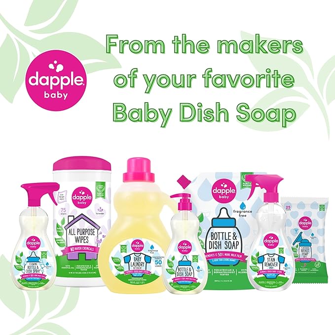 Dapple Baby Bottle Soap, Hypoallergenic Dish Soap for Baby Bottles, Powered by Plants, Travel Size, Fragrance Free, 3 Fl Oz (Pack of 2)