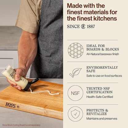 John Boos 5 oz Board Cream with Beeswax and Mineral Oil for Wood Surface Care – All-Natural Conditioner & Sealer for Butcher Blocks, Wooden Cutting Boards, Countertops, and Utensils
