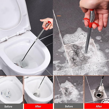 Sewer Cleaning Hook & No Need for Chemicals,Portrayi Sewer Cleaning Hook,Sewer Cleaning Hook Drain Clog Remover,Toilet Snake Clog Remover,Flexible Grabber Claw Long Drain Snake (118.1in)