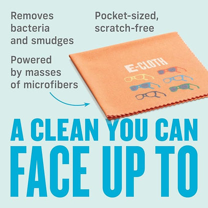 E-Cloth Glasses Cloth, Premium Microfiber Cleaning Cloth, Ideal Eyeglass and Lens Cleaner, Washable and Reusable, 100 Wash Guarantee, 1 Pack