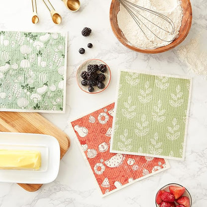 DII Swedish Dishcloths for Kitchen & Cleaning, Reusable, Machine Washable & Dishwasher Safe, Biodegradable, 7.75x6.75, Fresh Market