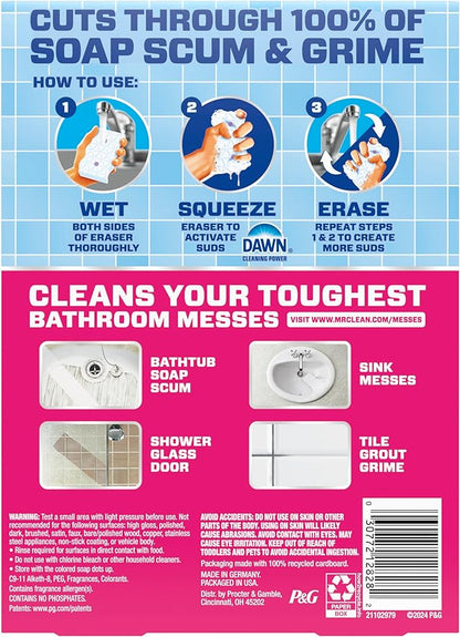 Mr. Clean Magic Eraser Sponge, Bathroom Cleaner, Shower Cleaner, Tub Cleaner, Soap Scum Remover, Bathroom Cleaning Supplies, Dawn Cleaning Power with Febreze Lavender Scent, 5ct