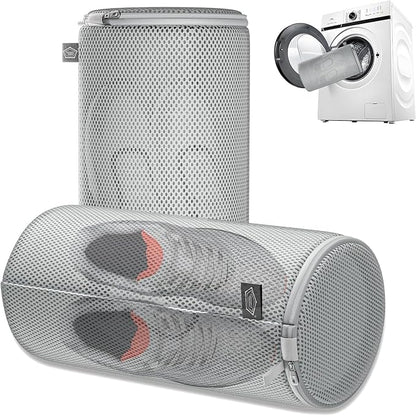 Kimmama Shoe Washing Machine Bag, Shoe Bag for Washing Machine, Mesh Laundry Bags for Sneakers, Footwear, Trainers, Slippers, Grey Sandwish Net, 8x15"