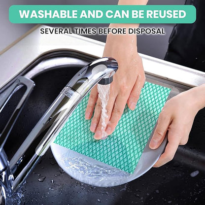 50 Count Disposable Cleaning Cloths, Green - 13.8"x15.8" Ultra Absorbent Towels for Kitchen, Stove & Bathroom - Multi-Purpose Soft Dish Cloths
