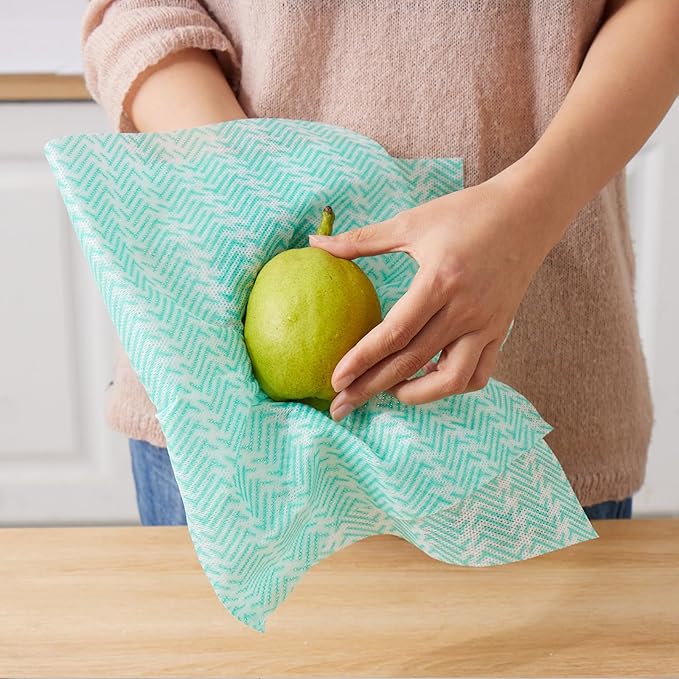 SUZZYVINE Handi Wipes Reusable Cloths Disposable Cleaning Towels Dry Kitchen Wipes Reusable Dish Towel Washcloths Dry Fast Multi-Purpose Heavy Duty Towels, Thick and Absorbnet 100 Count/Pack, Green
