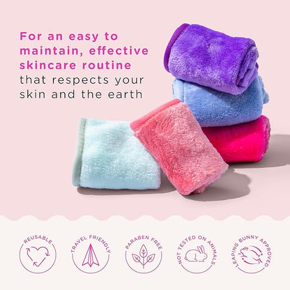 ERASE YOUR FACE Reusable Makeup Remover Cloths - Microfiber Face Towels to Cleanse & Remove Makeup - Water Activated for Sensitive Skin - Black & Animal Print (2 Count)
