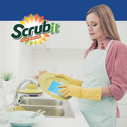 SCRUBIT 48 Pack Kitchen Sponges - Dish Sponge for Washing Dishes, Kitchen & Bathroom – Blue Dishwashing Sponges Along with A Thought Scrubber – Bulk Cleaning sponges Kitchen (Blue)