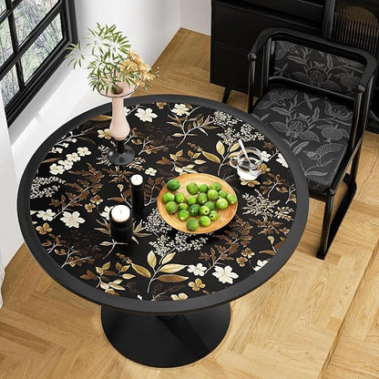 Fvlow Vintage Leaf Wallpaper Peel and Stick Gold Leaf Contact Paper 17.4" x 393" Black Floral Waterproof Self-Adhesive Wall Covering for Bedroom Countertop Desk Cabinets