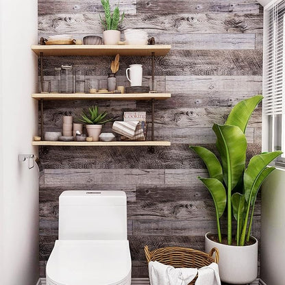Yun-aeon Gray Wood Peel and Stick Wallpaper 17.3" X 400" Self Adhesive Wallpaper Backsplash Line Removable Wall Paper Bathroom Old Furniture Renovation Furniture