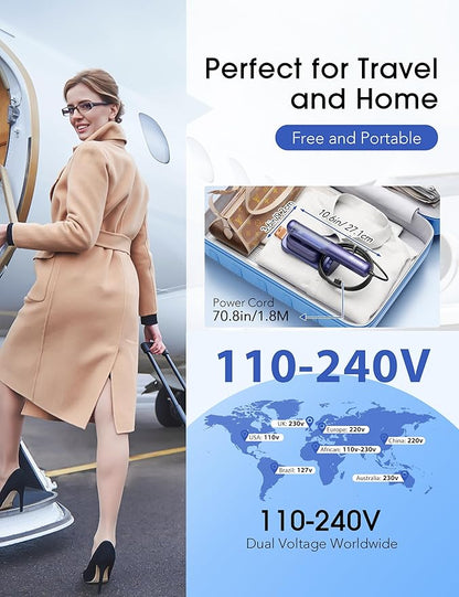 Travel Steamer for Clothes with 180 ml Water Tanks,15s Fast Heat-up,24 g/min Strong Steam Performance, Portable Garment Steamer with Touch Control, LED Display, Steam Iron