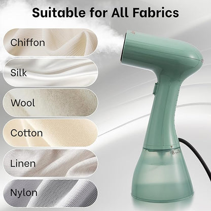 GS01 Steamer for Clothes, clothes steamer handheld with Ultra Large 400ml Water Tank, 1500W High Power, 20S Fast Heat-up,Wrinkle Remover,Portable Handheld Design Travel Steamer (Green)