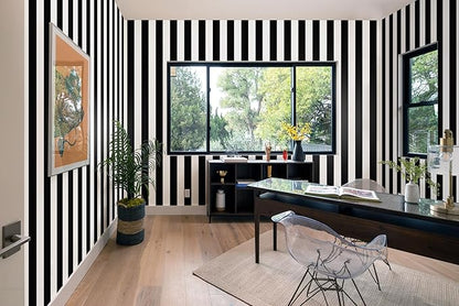 Guvana 472.4"x17.7" Striped Peel and Stick Wallpaper Black and White Self-Adhesive Wallpaper Removable Contact Paper Waterproof Wall Paper for Livingroom Cabinets Shelves Drawer Liner Decor Vinyl Roll